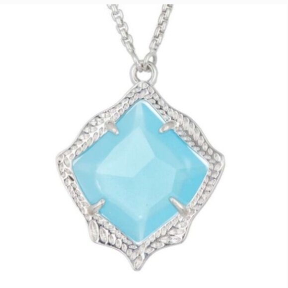 Kendra Scott Kacey Aqua Chalcedony Necklace - NWT - Picture 4 of 14